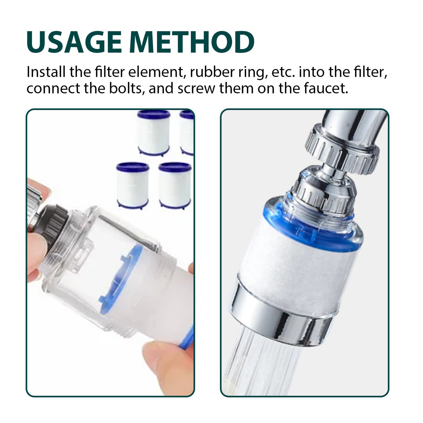 Bathroom & Kitchen Sink Water Filter - 360 Degree Rotation