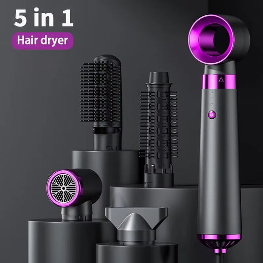 Multifunction Hair Dryer 5 in 1 Hot Air Comb Automatic Curling Rod Straight Hair Comb Hair Dryer Salon Style Tool Fast Dry