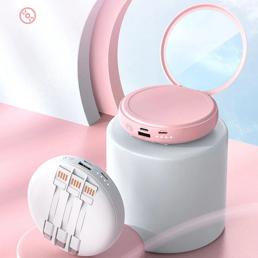 20000Mah Mini Power Bank with Makeup Mirror Portable Charger Powerbank for Iphone Samsung Huawei Xiaomi External Spare Battery